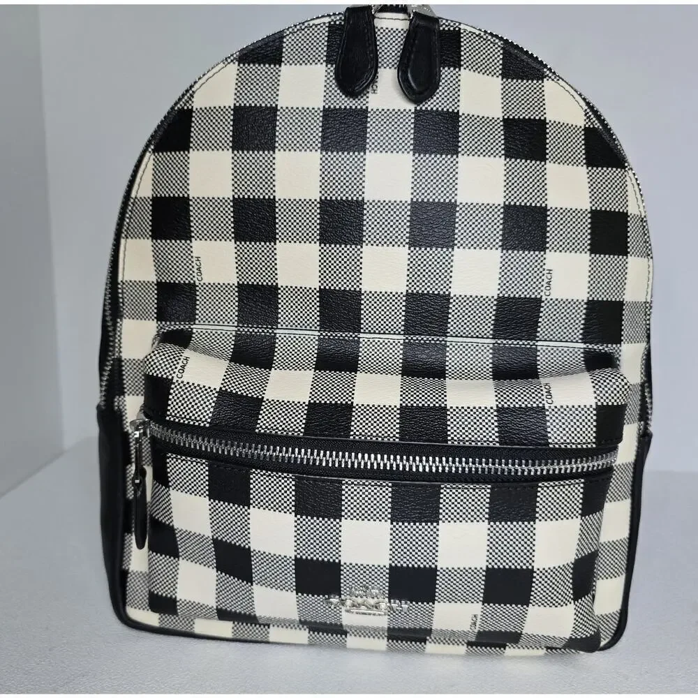 Coach Medium Charlie Backpack With Gingham Print - F38949-NWOT